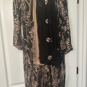 Elegant Black and Cream Embroidered Dress